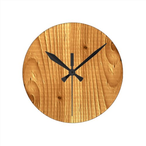 Classic Pine Untreated Wood Image Round Clock