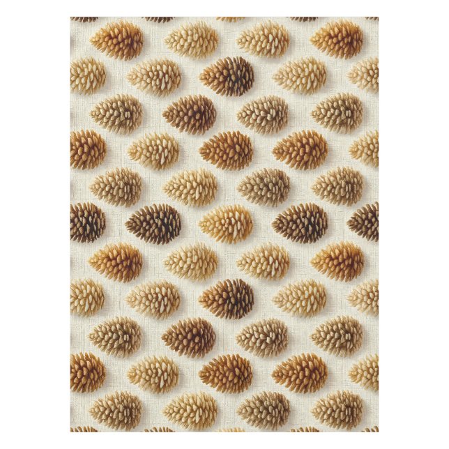 Classic Pinecone Winter Pattern Tablecloth (Front)