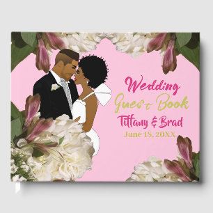 Classic Pink African American Wedding Guest Book