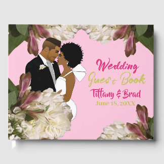 Classic Pink African American Wedding Guest Book