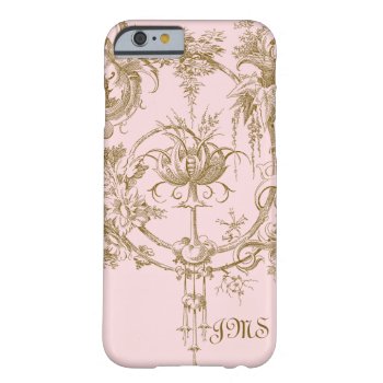 Classic Pink And Brown Toile Pattern Barely There Iphone 6 Case by JoyMerrymanStore at Zazzle