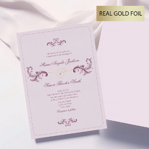 Classic Pink and Gold Wedding Foil Invitation