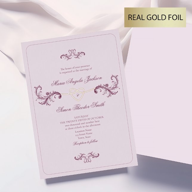 Classic Pink and Gold Wedding Foil Invitation (Creator Uploaded)