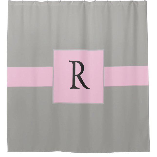 Classic Pink and Gray Shower Curtain (Front)