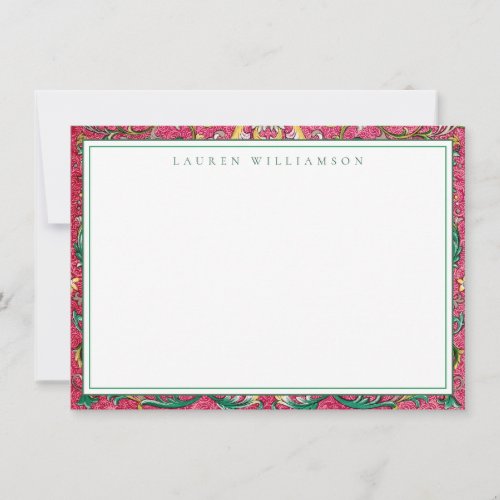Classic Pink and Green Chinoiserie Note Card