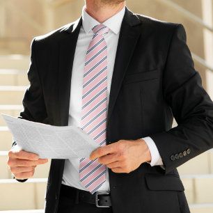 Classic Pink and Navy Stripes Tie