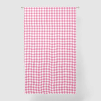 Classic Pink And White Gingham Pattern Farmhouse Sheer Curtains