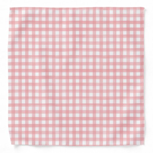 Classic Pink and White Gingham Plaid Patterned Bandana