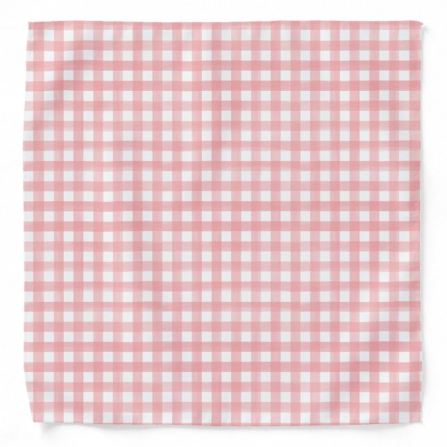 Classic Pink and White Gingham Plaid Patterned Bandana (Front)