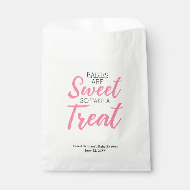Classic Pink Babies Sweet Girl Baby Shower Party Favor Bag (Front)