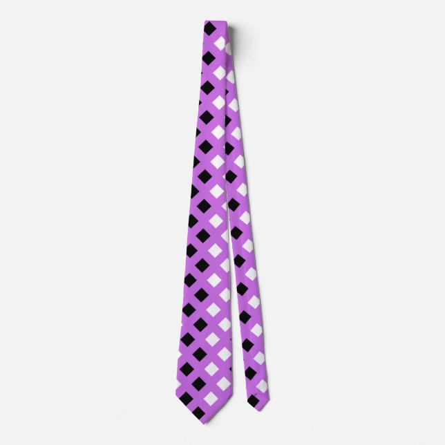 Classic Pink Black Plaid Unisex Neck Tie (Front)