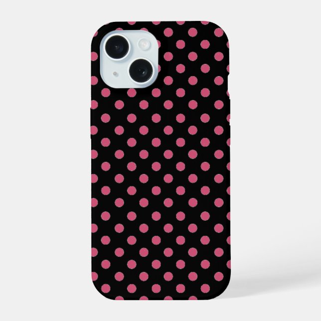 Classic pink black polka-dot pattern iphone case (Back)