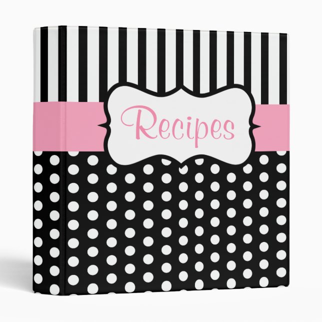 Classic Pink Black Recipe Binder (Front/Spine)