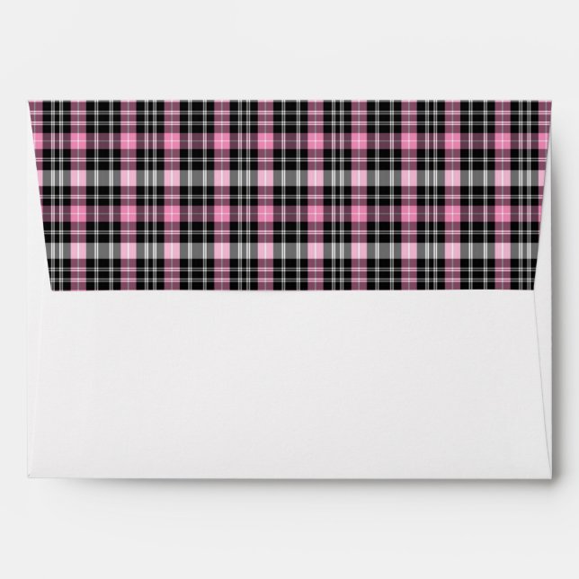 Classic pink black white plaid pattern envelope (Back (Top Flap))