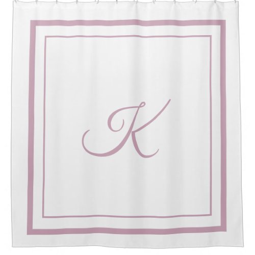 Classic pink Border Script Monogram Shower Curtain