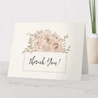 Classic Pink Botanical Border Thank You Card