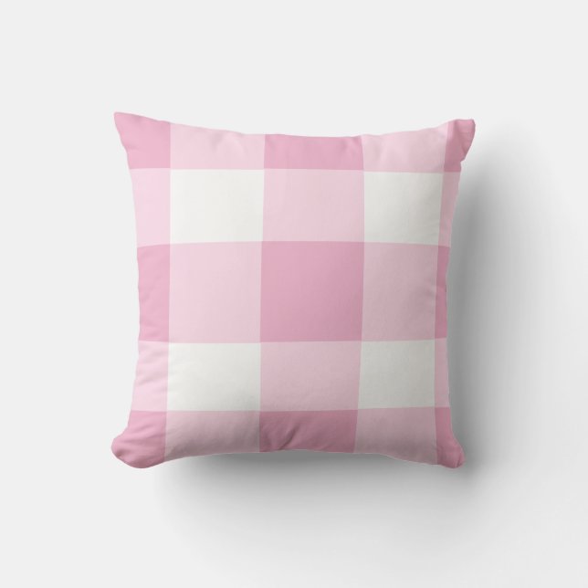 Classic Pink Buffalo check Throw Pillow (Front)