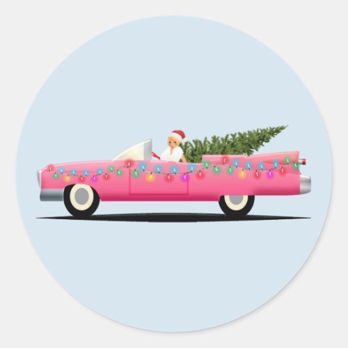 CLASSIC PINK CAR CLASSY CHRISTMAS STICKERS