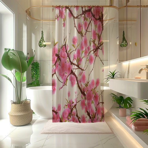 Classic Pink Cherry Blossoms Shower Curtain