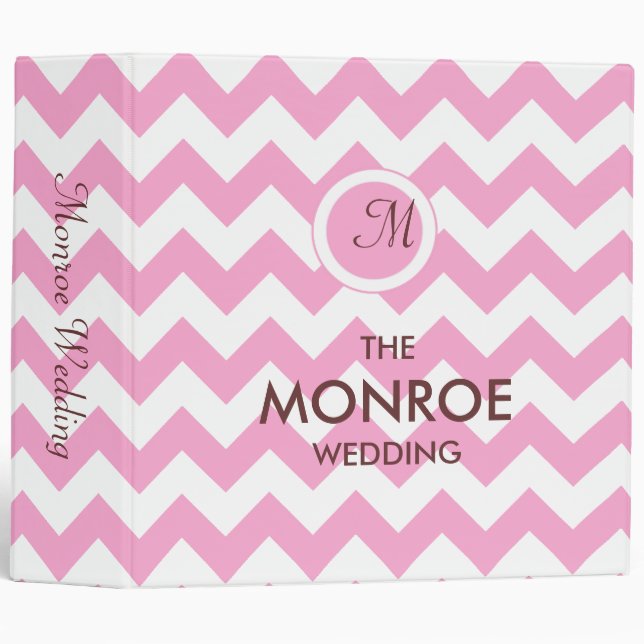 Classic Pink Chevron Pattern 3 Ring Binder (Front/Spine)