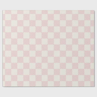 Classic Pink & Cream Diagonal Check Wrapping Paper