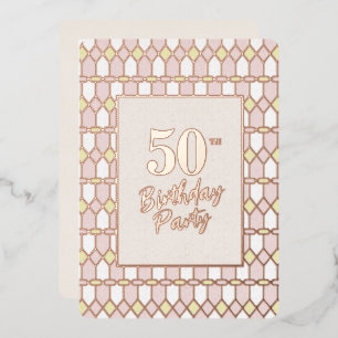 Classic Pink Elegant Rose Foil 50th Birthday Party Invitation