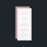 Classic Pink Elegant Wedding Menu<br><div class="desc">Classic style dusty rose pink wedding menu featuring a simple and minimal design with your monogram, names and wedding date at the top along with your menu surrounded by a double border. The fonts alternate between and elegant script, a traditional serif and minimalist sans serif fonts. This menu is great...</div>
