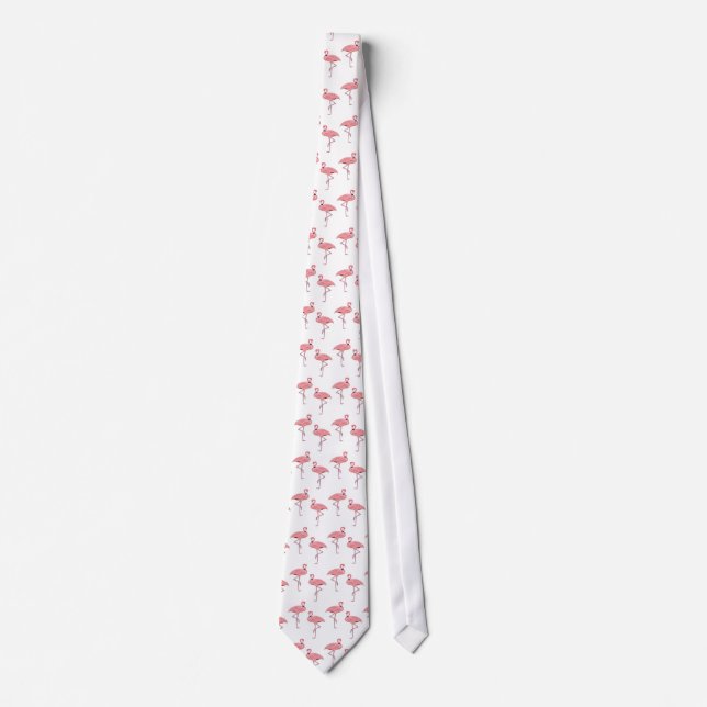 Classic Pink Flamingo Pattern Tie (Front)