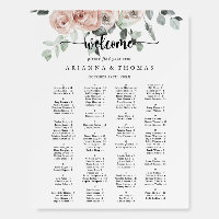 Classic Pink Floral Alphabetical Seating Chart