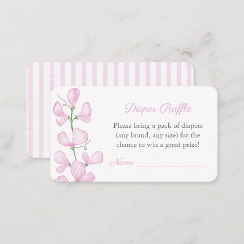 Classic Pink Floral Girl Baby Shower Diaper Raffle Enclosure Card