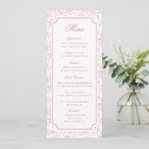 Classic Pink Floral Toile Wedding Menu
