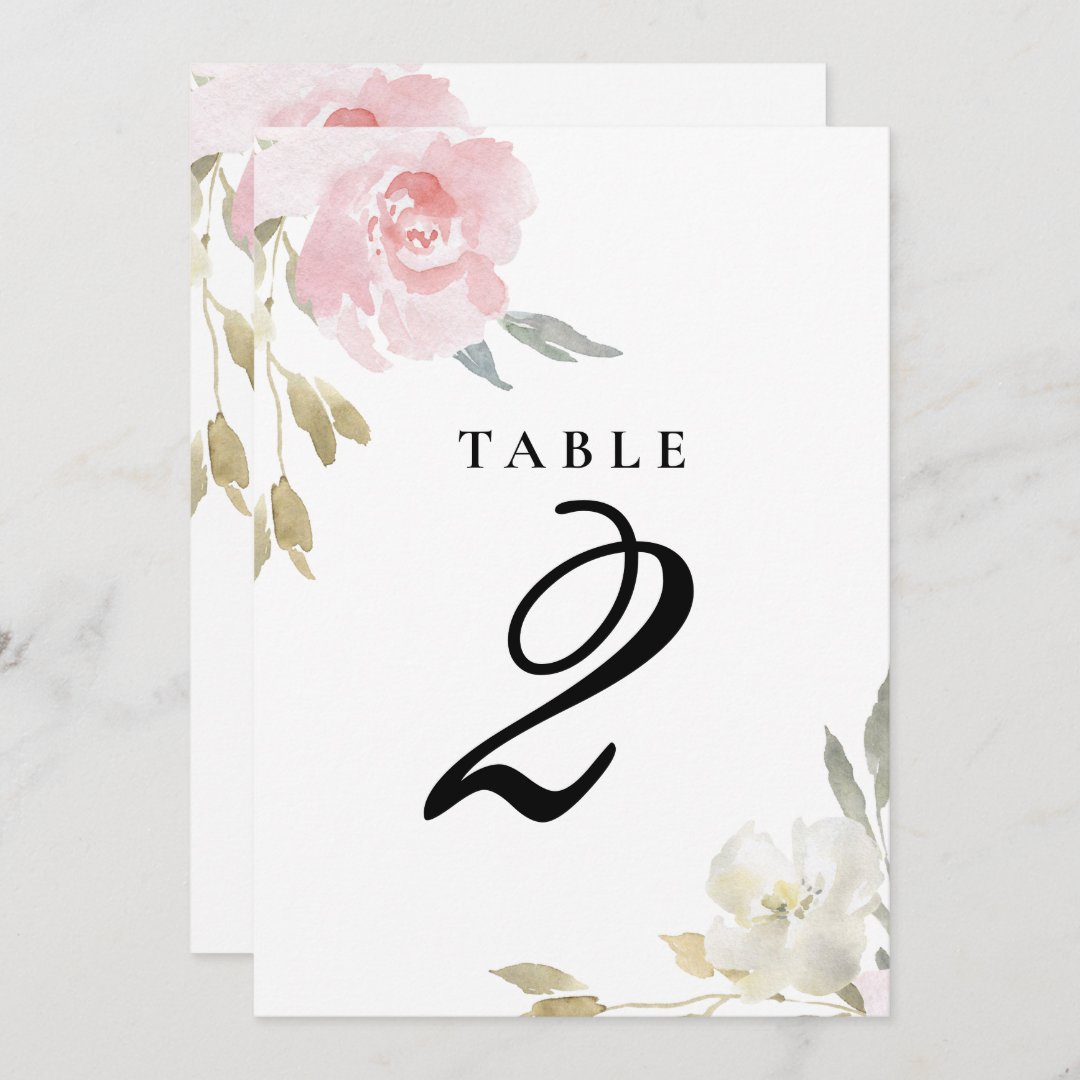 Classic Pink Floral Wedding Table Number | Zazzle