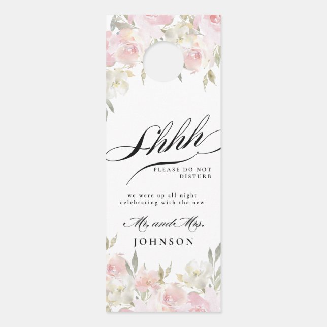 Classic Pink Floral Wedding Welcome/Do Not Disturb Door Hanger (Front)