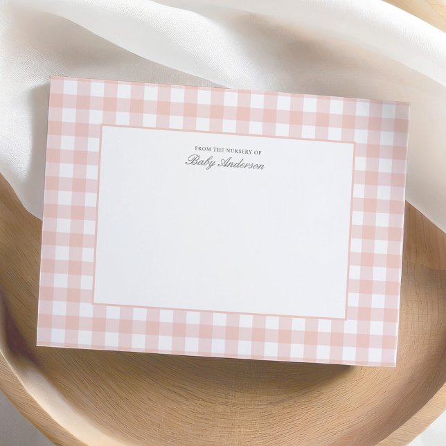 Classic Pink Gingham Baby Shower Thank You Card (Creator Uploaded)