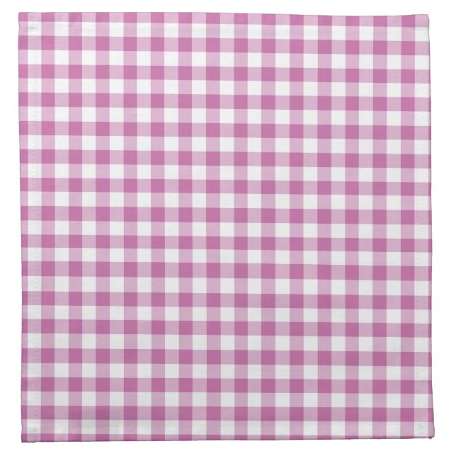 Classic Pink Gingham Checked Pattern Cloth Napkin (Front)