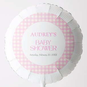 Classic Pink Gingham Girl Baby Shower Balloon