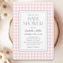 Classic Pink Gingham Girl Baby Shower