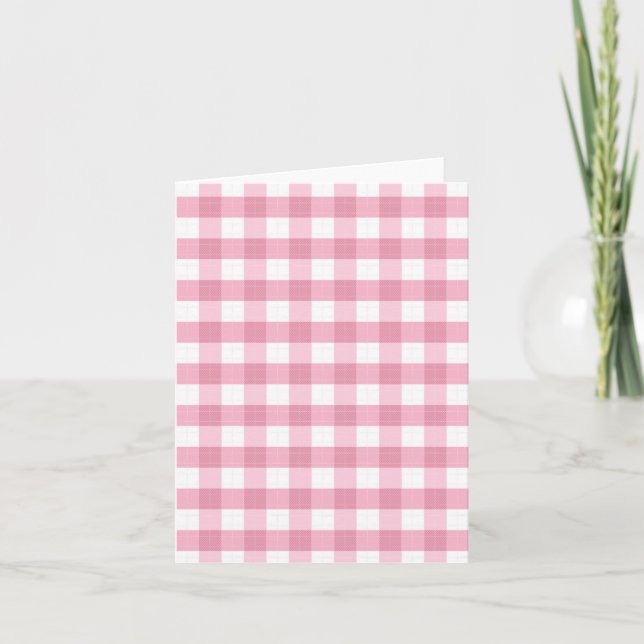 Classic Pink Gingham Patten  Note Card (Front)