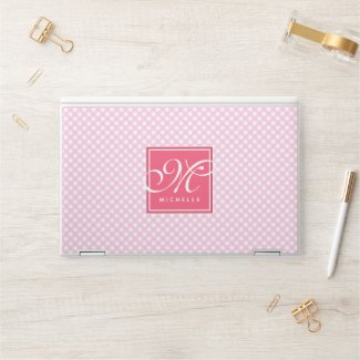 Classic Pink Gingham Pattern - Script Monogrammed