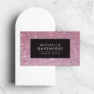 Classic Pink Glitter Makeup Artist Business Card