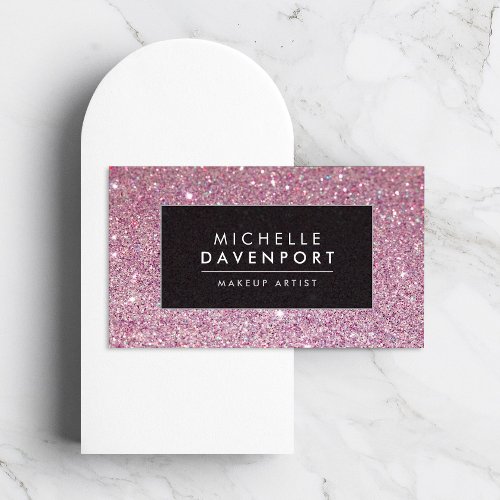 Classic Pink Glitter Makeup Artist Business Card