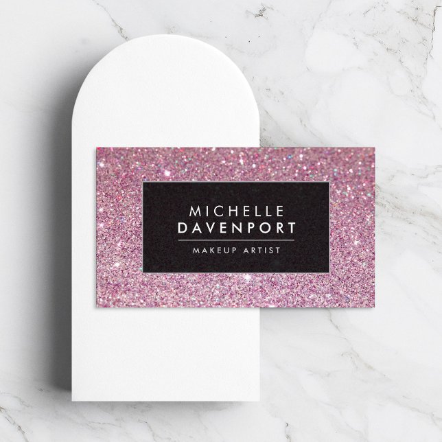 Classic Pink Glitter Makeup Artist Business Card (Creator Uploaded)