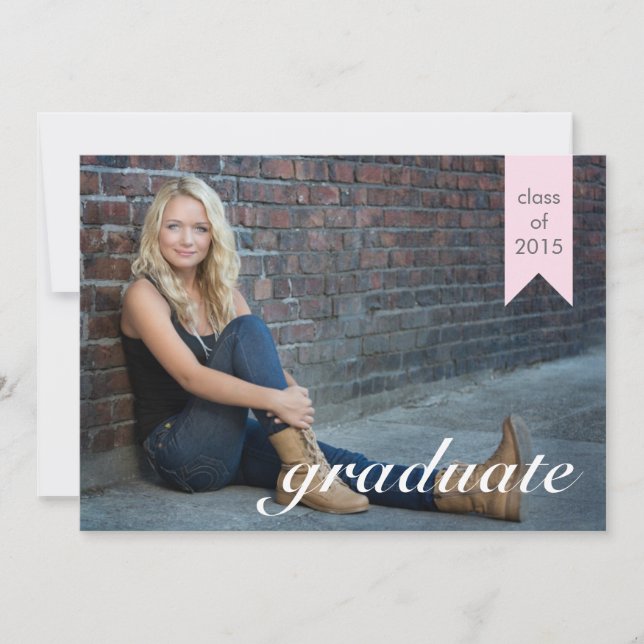 Classic Pink Graduation Announcement - Invite (Front)