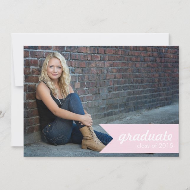 Classic Pink Graduation Announcement - Invite (Front)