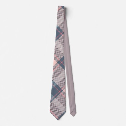 Classic Pink Gray Buffalo Plaid Pattern  Neck Tie