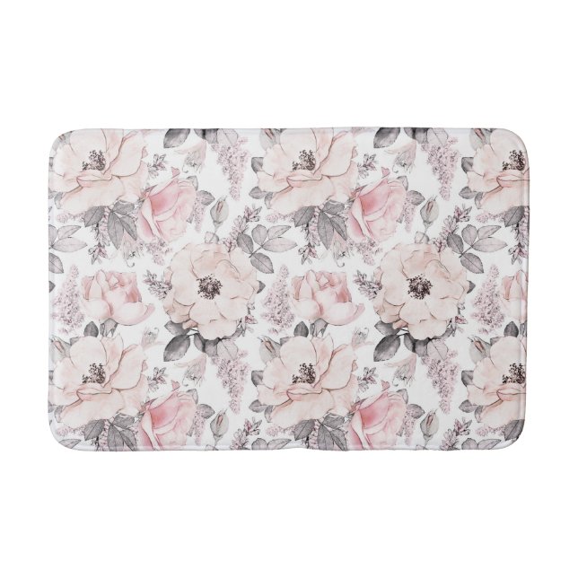 Classic Pink & Gray Pattern Bath Mat (Front)