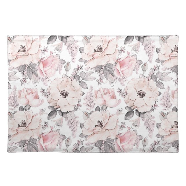 Classic Pink & Gray Pattern Cloth Placemat (Front)