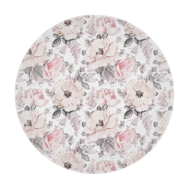 Classic Pink & Gray Pattern Cutting Board (Front)