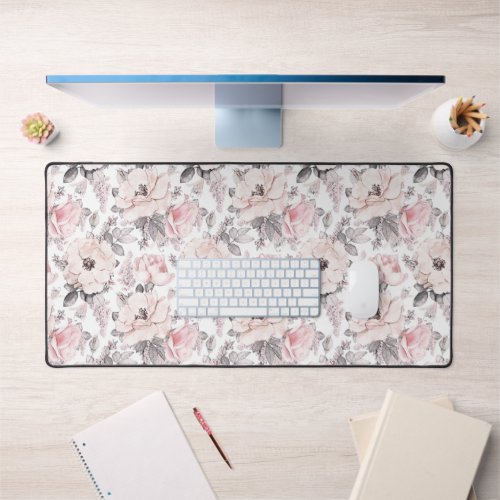 Classic Pink  Gray Pattern Desk Mat