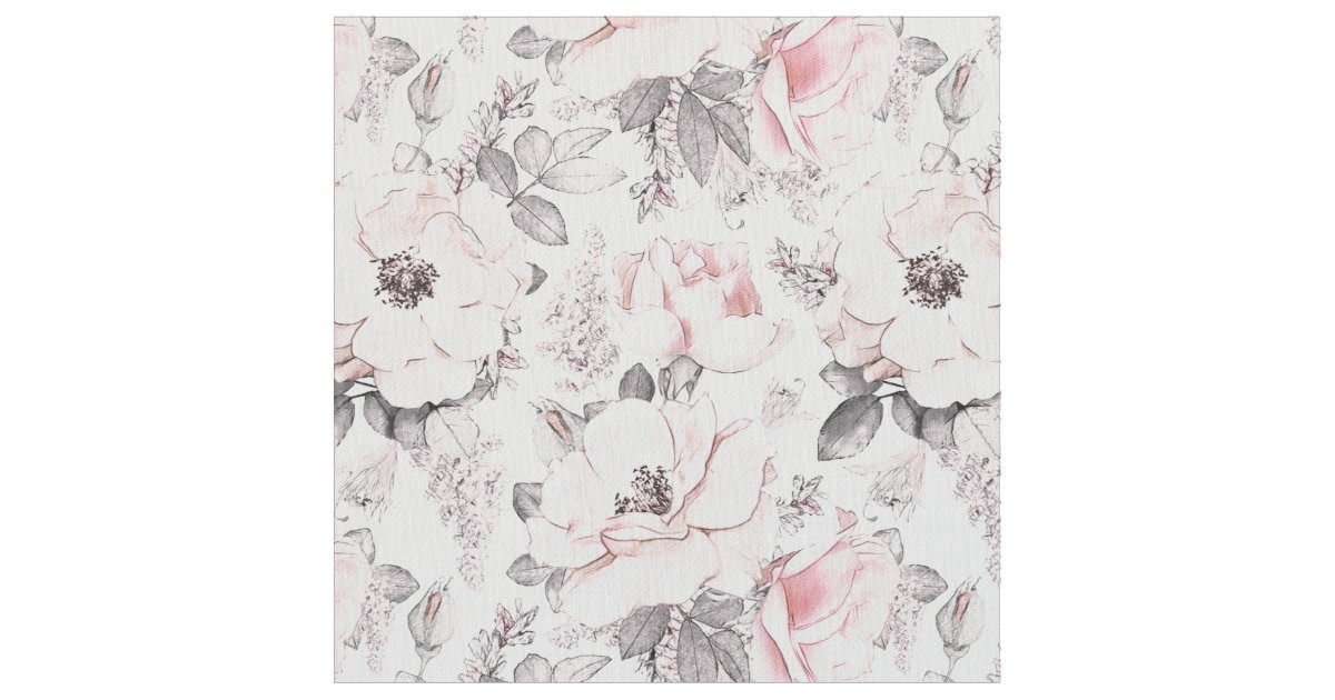 Classic Pink & Gray Pattern Fabric Zazzle